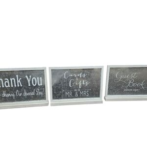 Silver and White Wedding Sign Set